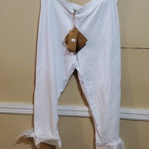 Women white cute leggings with cute sash bow 3x